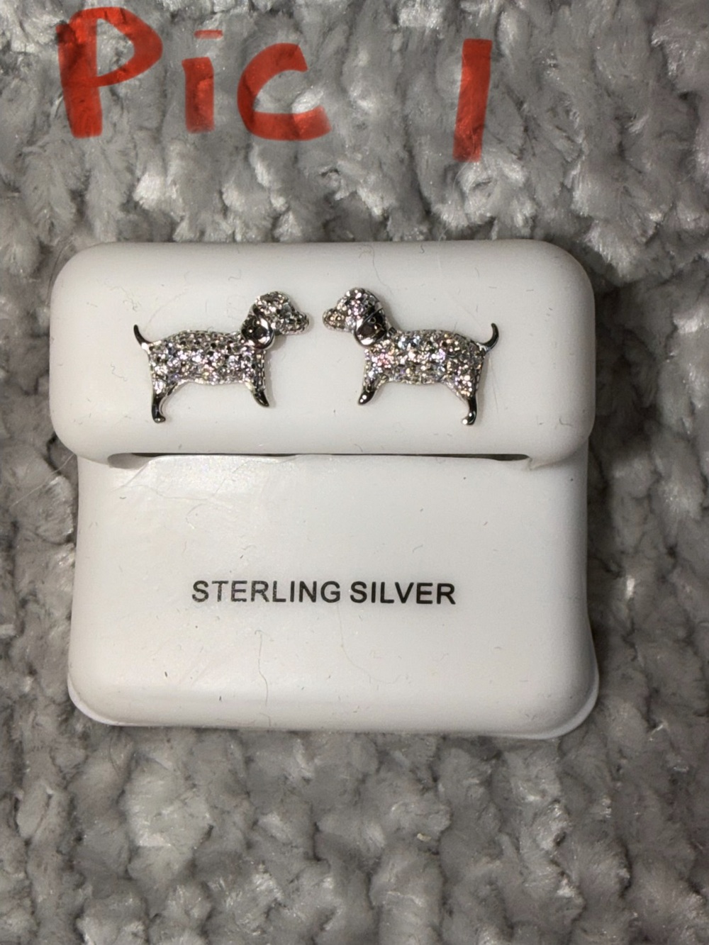 Sterling Silver 1 carat Moissanite Dachshund Puppy Stud Earrings